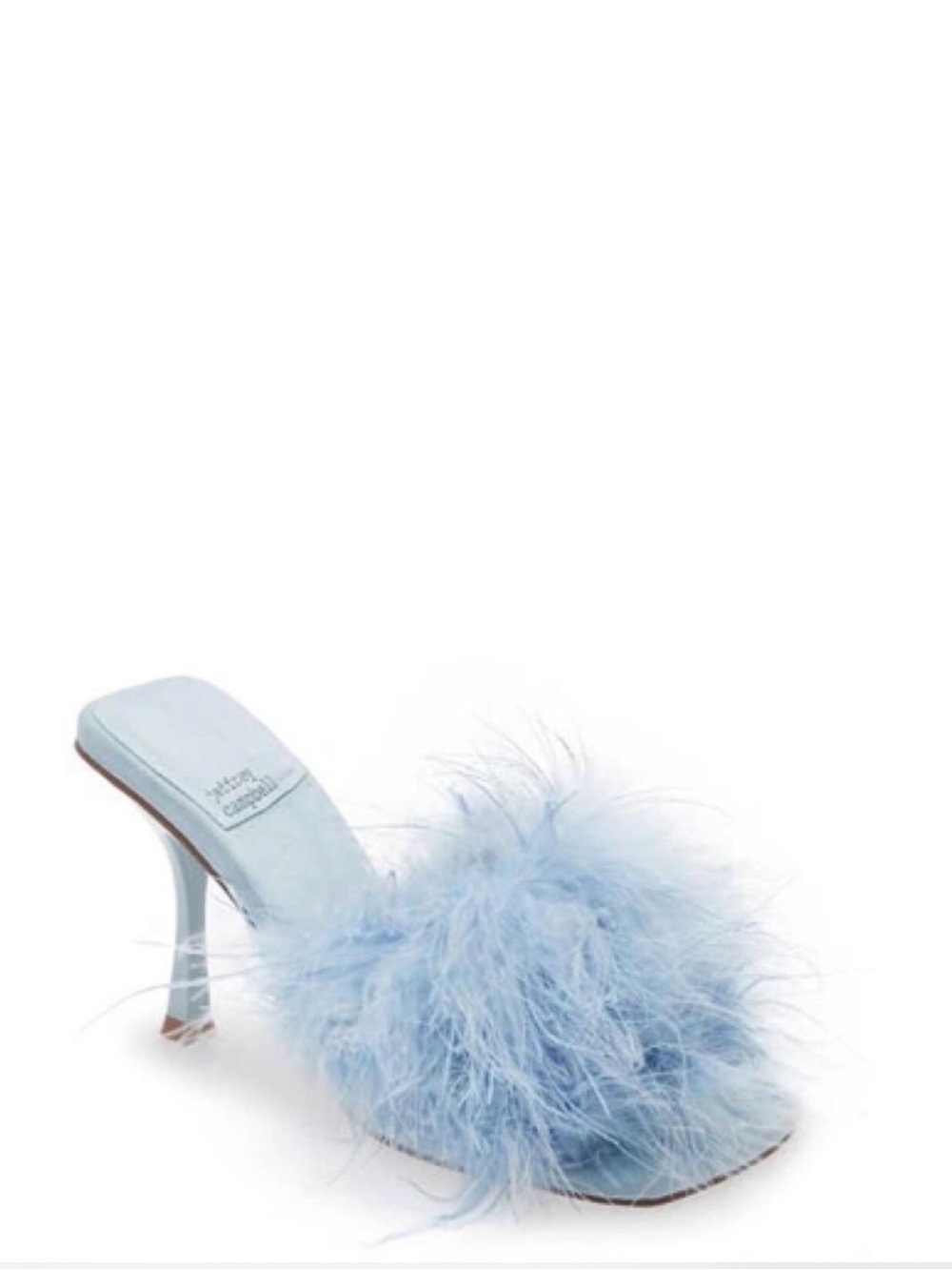 Jeffrey Campbell Light Blue Feather Trim Mule